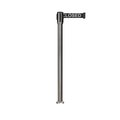 Montour Line Retractable Belt Fixed Stanchion, 2ft Sat.Steel Post  7.5ft Line MX530F-SS-THISLBW-75